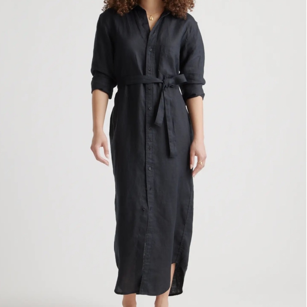 NWT Quince European Linen Maxi Shirtdress